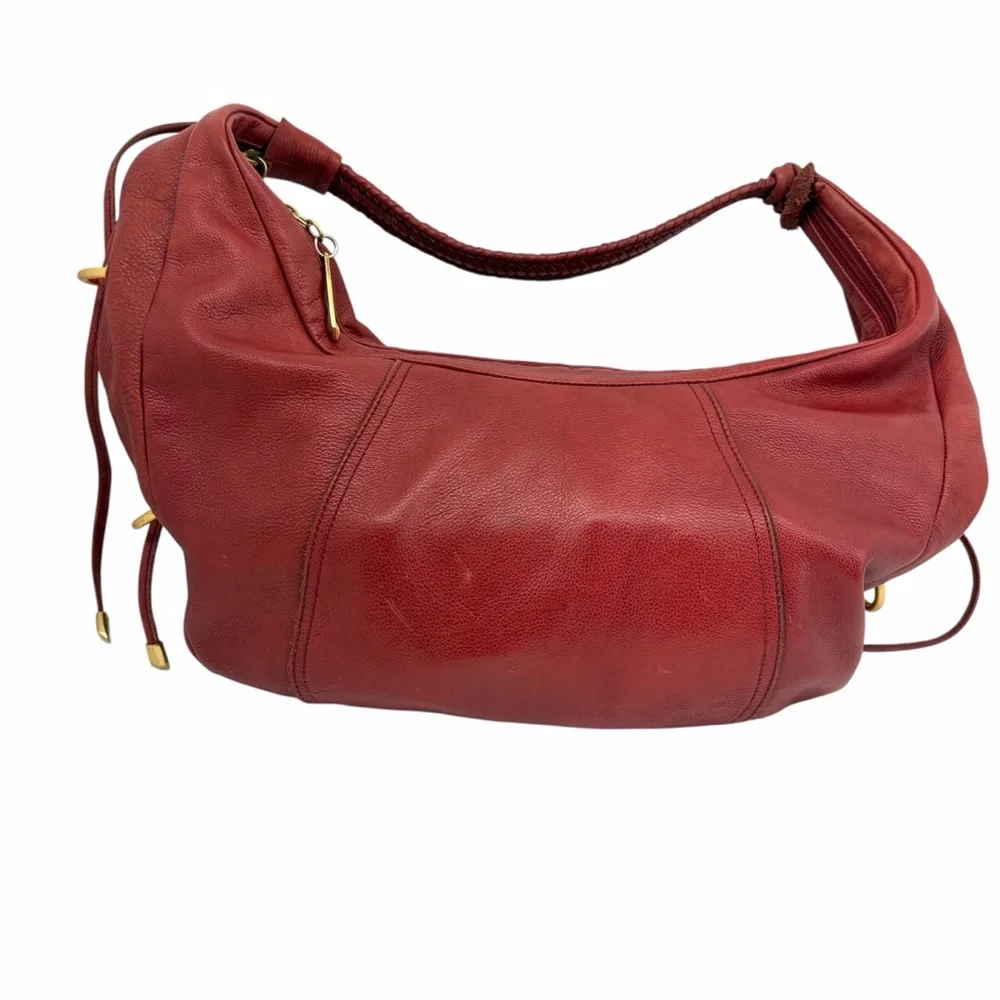 Allison Scott Red Leather Hobo Bag